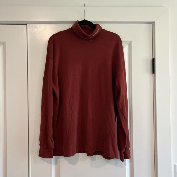 Vintage Men's Columbia Turtleneck Longsleeve Dark Red Size Large - Picture 1 of 9